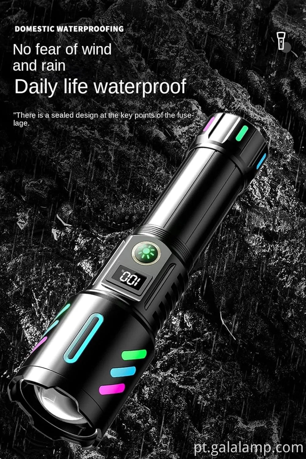 Lanterna portátil de 5 modos LED com foco ajustável